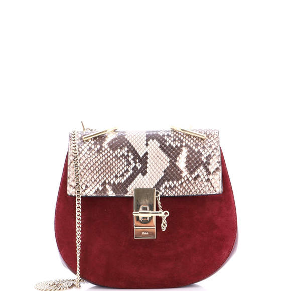 Chloe Small Drew Crossbody Bag Python and Suede - Picture 1 of 8